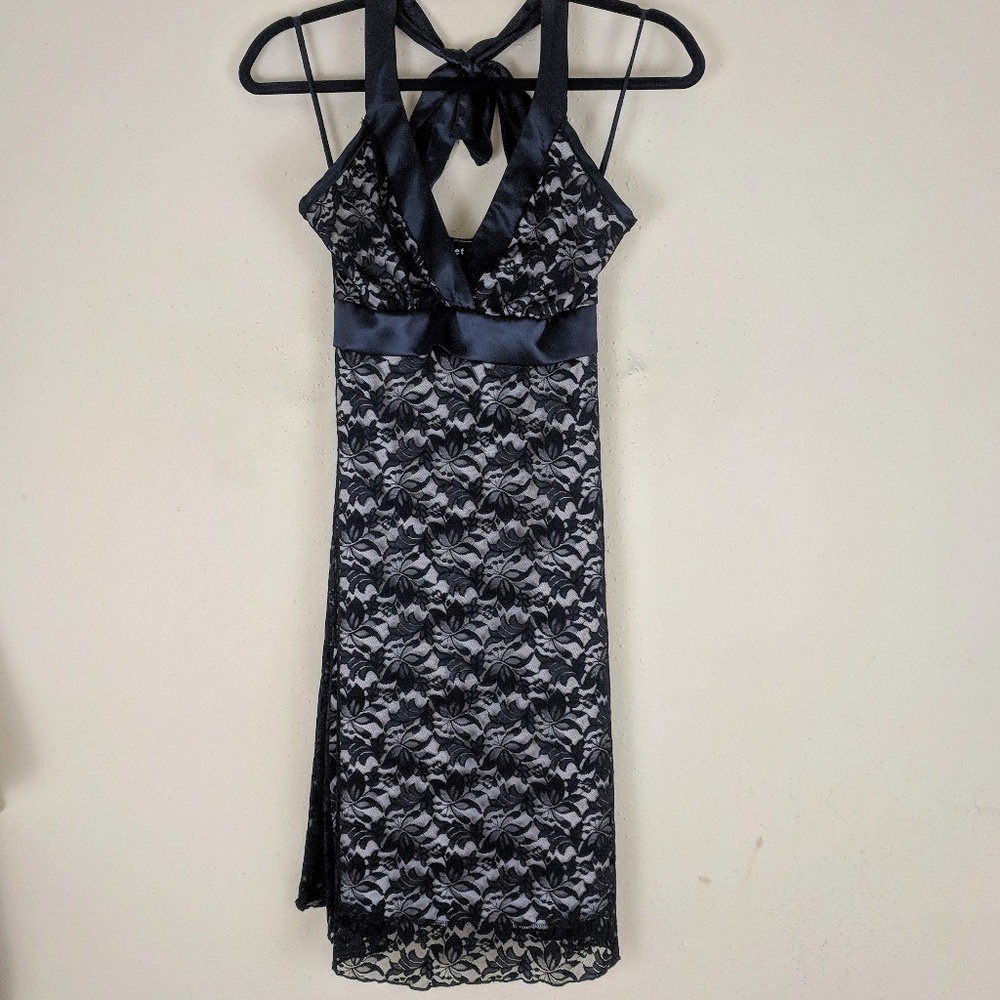 Wet Seal Black Lace Halter Dress size Small